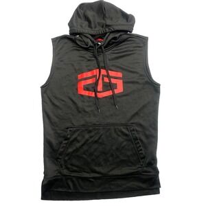 VINTAGE Tap Out Hoodie Womens Small Black Sleeveless Pullover Logo Sweatshirt